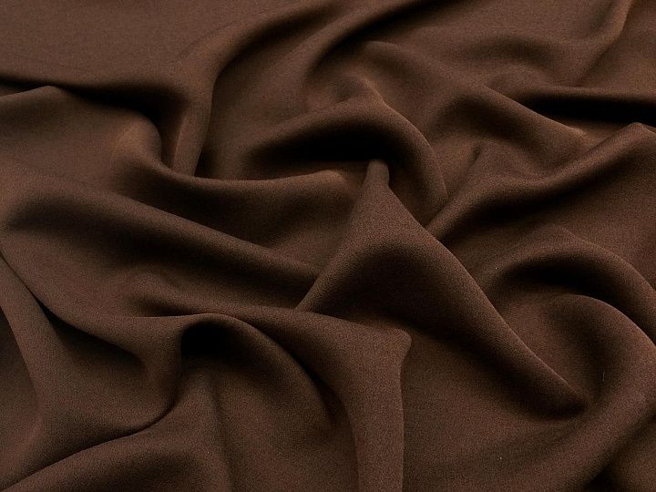 Крепдешин дабл (о) темно-коричневый - итальянские ткани Тессутидея арт. 02-7662