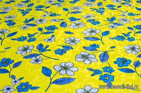 Шелк дама (н) цветочный орнамент на ярко-желтом в стиле Pierre Cardin - итальянские ткани Тессутидея арт. 02-8715