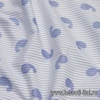 Сорочечная (н) пейсли на бело-голубой полоске  - итальянские ткани Тессутидея арт. 01-6147