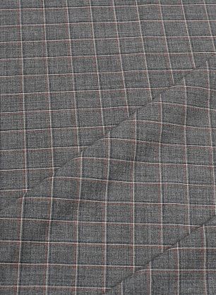 Костюмная стрейч (н) красно-сине-белая клетка на сером - в интернет-магазине тканей Тессутидея арт. 05-4644