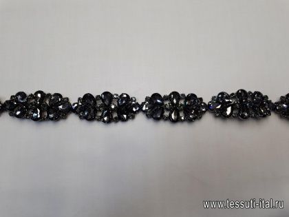 Элемент  декоративный  металл никель с крупными стразами Divine - итальянские ткани Тессутидея арт. F-3996