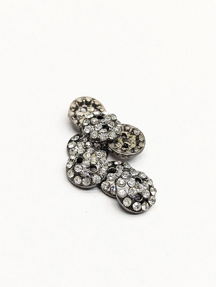 Пуговица металл 2 прокола d-10мм со стразами Swarovski - итальянские ткани Тессутидея арт. F-3230