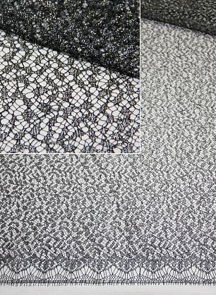 Кружево с люрексом (н) черно-серое Solstiss ш-95см - в интернет-магазине тканей Тессутидея арт. 03-3024