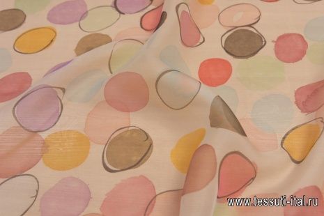 Органза (н) цветные круги на айвори - итальянские ткани Тессутидея арт. 10-2408