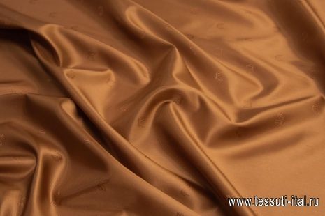 Подкладочная диагональная (о) светло-коричневая с бабочками - итальянские ткани Тессутидея арт. 08-1080