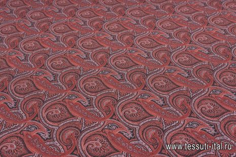 Шелк фактурный (н) красно-черный пейсли - итальянские ткани Тессутидея арт. 10-2782