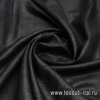 Лен сорочечный (о) черный ламинированный - итальянские ткани Тессутидея арт. 16-0912