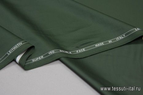 Плательная шерсть супер (о) Leitmotiv темно-зеленая - итальянские ткани Тессутидея арт. 17-0680
