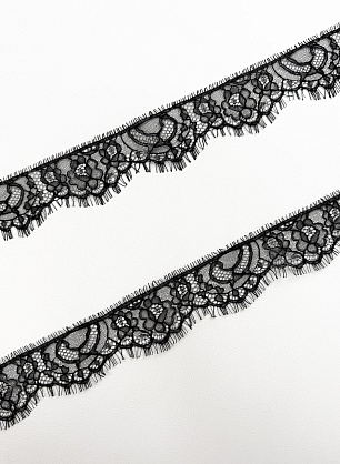 Кружево (о) черное ш-5см - итальянские ткани Тессутидея.