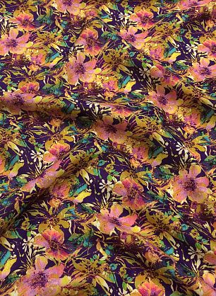 Плательная (н) цветочный орнамент на темно-сиреневом - в интернет-магазине тканей Тессутидея арт. 01-4200