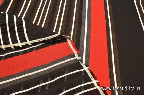 Плательная (н) красно-черно-белая полоска - итальянские ткани Тессутидея арт. 01-4765