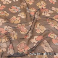 Шифон крэш (н) стилизованные цветы на черном - итальянские ткани Тессутидея арт. 10-2681