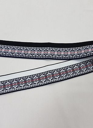 Подвяз 78*4,5см черно-бело-красный орнамент - итальянские ткани Тессутидея F-5355