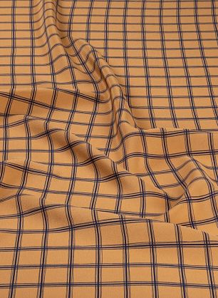 Крепдешин (н) коричнево-синяя клетка - в интернет-магазине тканей Тессутидея арт. 10-2700