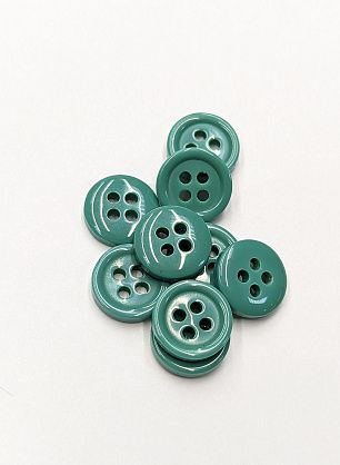 Пуговица костюмная пластик 4 прокола d-11мм бирюзовая - итальянские ткани Тессутидея F-6081