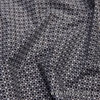 Сорочечная (н) серый стилизованный горох на черном - итальянские ткани Тессутидея арт. 01-6328