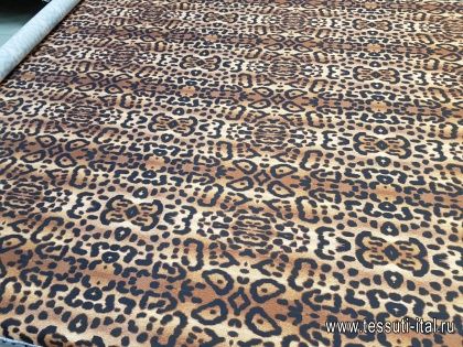 Плащевая (н) коричневый леопардовый принт  - итальянские ткани Тессутидея арт. 11-0362