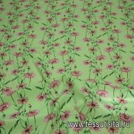 Крепдешин (н) полевые цветы на салатовом - итальянские ткани Тессутидея арт. 03-3134