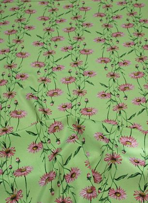 Крепдешин (н) полевые цветы на салатовом - в интернет-магазине тканей Тессутидея арт. 03-3134