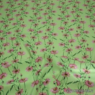 Крепдешин (н) полевые цветы на салатовом - итальянские ткани Тессутидея арт. 03-3134