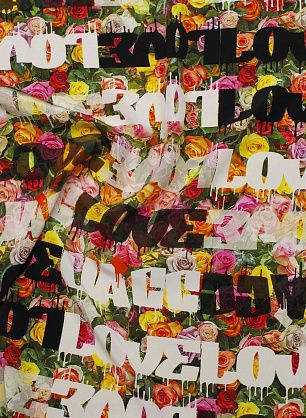 Крепдешин (н) розы и надписи - в интернет-магазине тканей Тессутидея арт. 10-3798