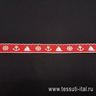 Тесьма декоративная жаккардовая - морская тема ш-2см - итальянские ткани Тессутидея арт. F-3199