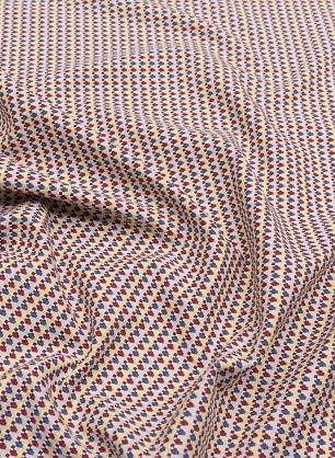 Жаккард стрейч (н) сине-бордовый геометрический орнамент на желтом - в интернет-магазине тканей Тессутидея арт. 01-6955