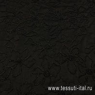 Шелк шантунг расшитый бисером (о) черный - итальянские ткани Тессутидея арт. 02-7679