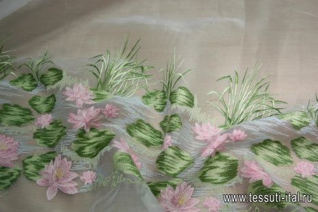 Органза с вышивкой (н) цветочная вышивка на белом ш-150см - итальянские ткани Тессутидея арт. 03-3395