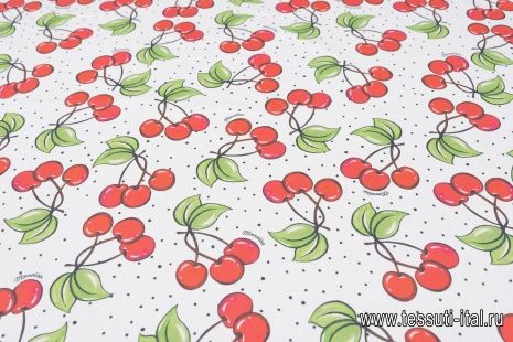Хлопок (н) вишни и горох на белом - итальянские ткани Тессутидея арт. 01-6919