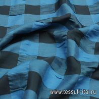 Лен с вискозой (н) бирюзово-голубая клетка - итальянские ткани Тессутидея арт. 16-0891