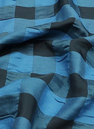 Лен с вискозой (н) бирюзово-голубая клетка - в интернет-магазине тканей Тессутидея арт. 16-0891