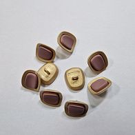 Пуговица металл золото на ножке d-16мм бежевая с антико вставкой  - итальянские ткани Тессутидея арт. F-6057