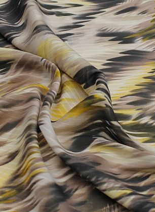 Батист (н) желто-черная абстракция на молочной полоске - в интернет-магазине тканей Тессутидея арт. 01-7268