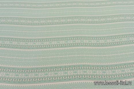 Плательная вискоза (н) стилизованные мятно-молочные полосы - итальянские ткани Тессутидея арт. 04-1464
