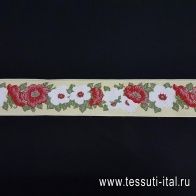 Тесьма декоративная жаккардовая - цветочный орнамент ш-4,7см - итальянские ткани Тессутидея арт. F-3201