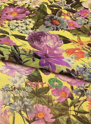 Шифон (н) цветочный орнамент на желтом - в интернет-магазине тканей Тессутидея арт. 02-7143