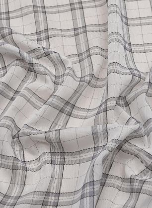 Маркизет (н) серо-белая стилизованная клетка - в интернет-магазине тканей Тессутидея арт. 10-3039