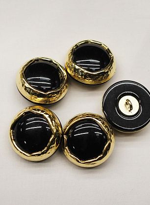 Пуговица комбинированная на ножке d-27мм черно-золотая - в интернет-магазине тканей Тессутидея арт. F-6913