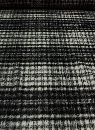 Пальтовая ворсовая (н) черно-белая клетка ш-150см - в интернет-магазине тканей Тессутидея арт. 09-1174