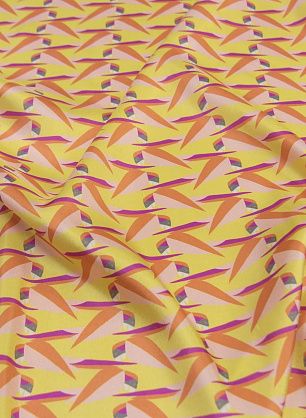 Шелк шантунг (н) стилизованные птицы на желтом - в интернет-магазине тканей Тессутидея арт. 10-2410