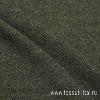 Пальтовая дабл (н) серо-зеленая елочка - итальянские ткани Тессутидея арт. 09-2169