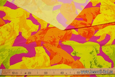 Плащевая с водоотталкивающим покрытием (н) медведи на розовом - итальянские ткани Тессутидея арт. 11-0489