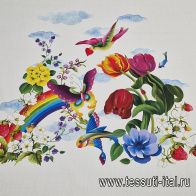 Хлопок купон (0,8м) (н) цветочно-ягодный рисунок, насекомые и рыбы на белом - итальянские ткани Тессутидея арт. 01-7595
