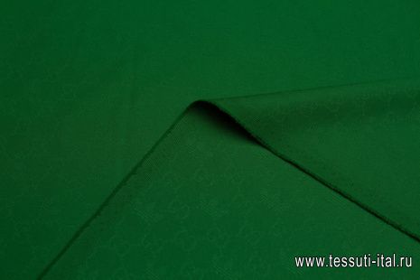 Костюмная (о) жаккардовый логотип на зеленом - итальянские ткани Тессутидея арт. 03-6965