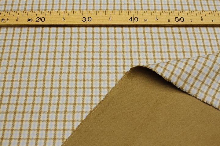 Пальтовая дабл двухслойная (н) бежево-голубая клетка/бежевая  - итальянские ткани Тессутидея арт. 09-2026