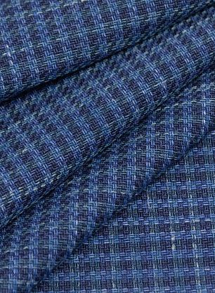 Костюмная (н) бирюзово-голубая меланжевая клетка на темно-синем - в интернет-магазине тканей Тессутидея арт. 05-4186