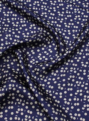 Шелк твил (н) белый стилизованный горох на темно-синем - в интернет-магазине тканей Тессутидея арт. 10-4056
