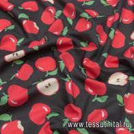 Маркизет (н) яблоки на черном - итальянские ткани Тессутидея арт. 10-2769