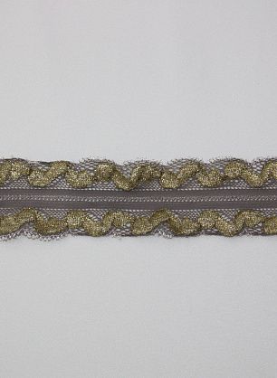 Тесьма стрейч с золотым люрексом ш-4см - итальянские ткани Тессутидея 03-2776